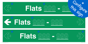 Three Flat Directional Section Green background transparent text